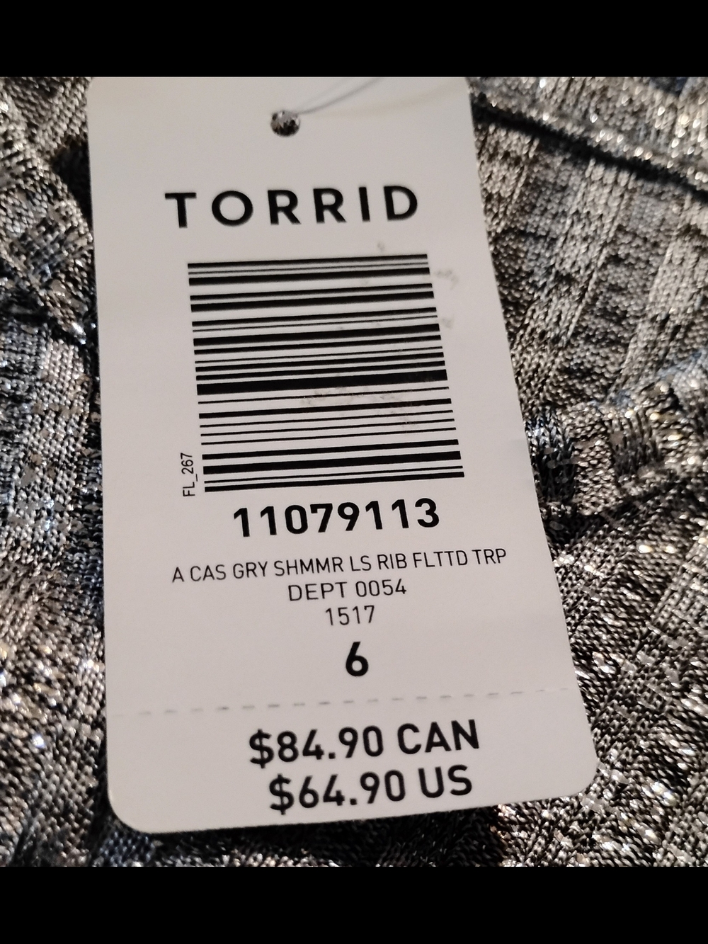 Torrid Silver Shimmer Ribbed Top - Metallic Gray